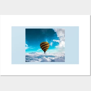 Hot air balloon in the clouds Posters and Art